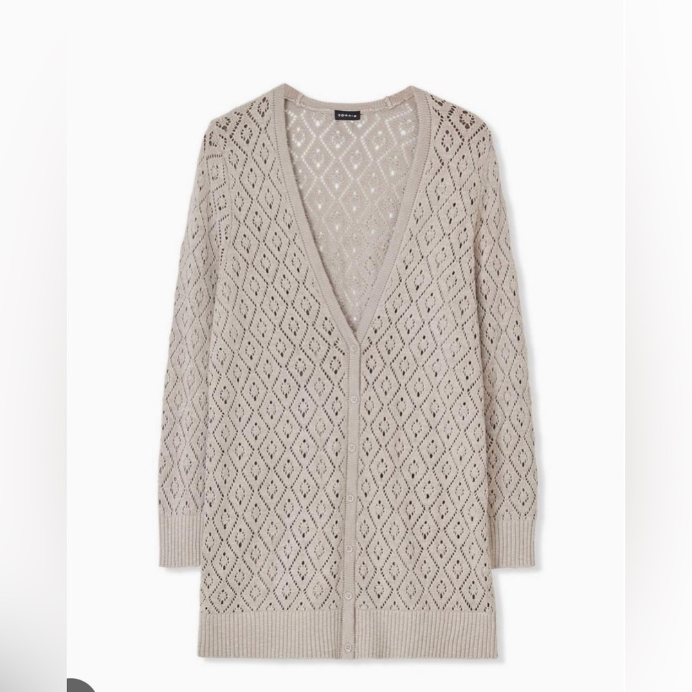 Torrid - Taupe Pointelle Button Front Boyfriend C… - image 1